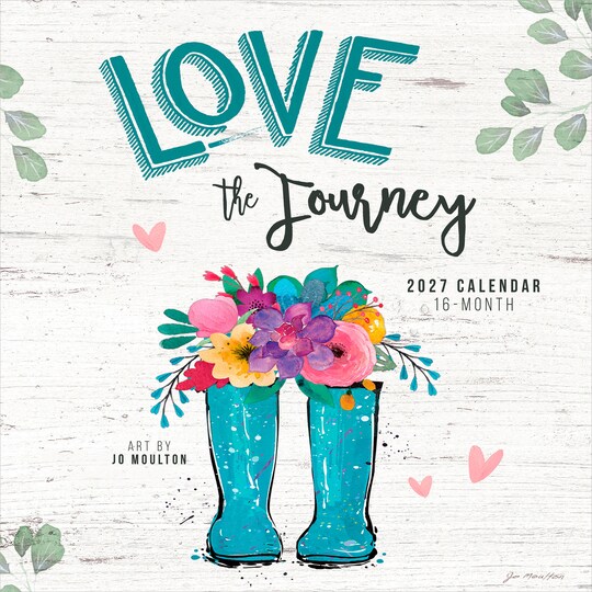 Hopper Studios; Love the Journey | 2027 12 x 24 Inch (Hanging) Monthly Square Wall Calendar | Featuring the Artwork of Jo Moulton | Plastic-Free; Category:Wall Calendars; Image:1